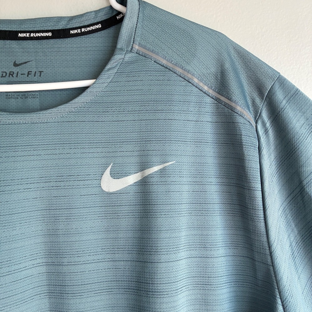 Nike Dri-FIT Running Shirt Mens 2XL Blue Short Sleeve Performance Tee - Picture 3 of 9